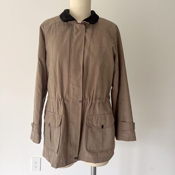 St. John's Bay Jackets & Blazers - St. John's Bay Women's Small Lined Barn Coat Jacket Beige Khaki Brown Velvet